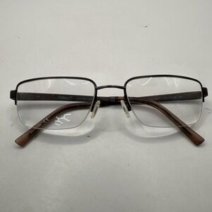FLEXON E1027 033‎ Gunmetal Rectangular Half-Rimless Metal Eyeglasses 54-19 140